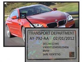 Window sticker inside glass for license plates authentication Window sticker inside glass for license plates authentication