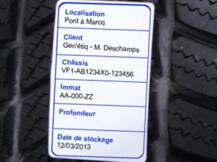 Seasonal tire storage labels (in rolls)