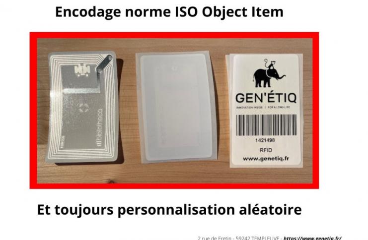 Etiquette adhésive RFID avec encodage norme ISO Object Item 