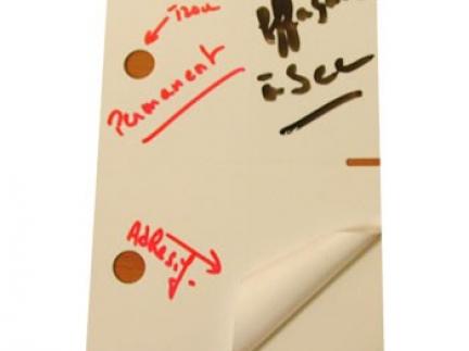 Dry erase adhesive labels
